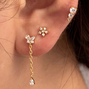 1 Piece Simple Series Simple Flower Titanium Steel   Gold Color Material Zircon Women's Stud Earrings h5 Picture2